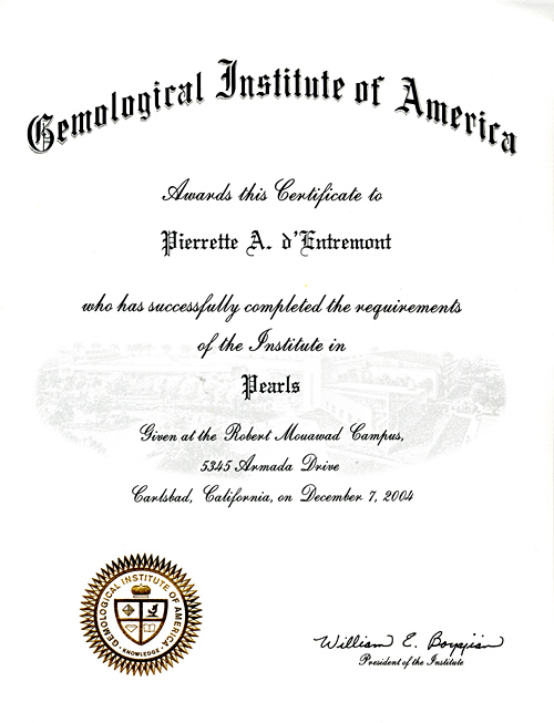 Pierrette GIA certificate