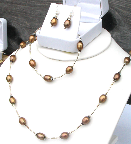 Golden-Brown freshwater pearls