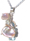 double chain aquamarine and keshi pearl pendant set