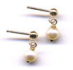 golden girl ~cultured pearls and 14K gold child earrings